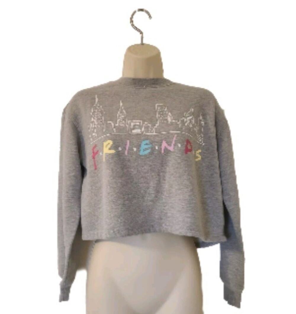 Friends TV Show Graphic Sweater Loose Fit Cropped Retro Cotton Small